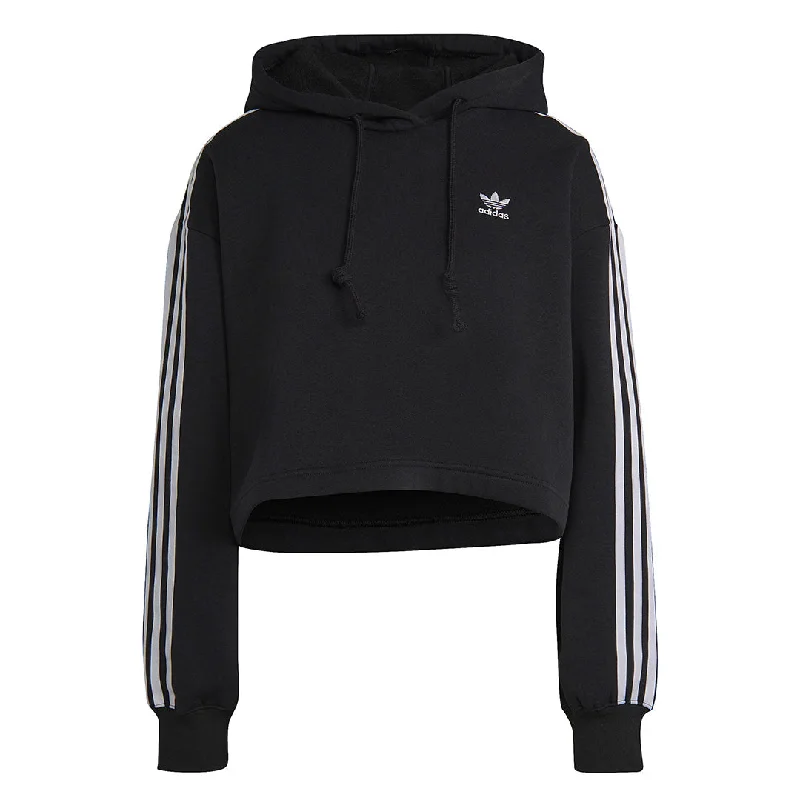 logo print hoodie-cotton hoodie-adidas - Women's Trefoil Crop Hoodie (IB7388)