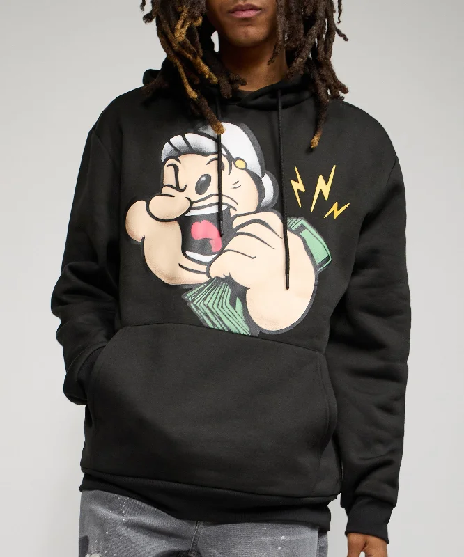 hoodie with barcode design-Popeye Hoodie - Black