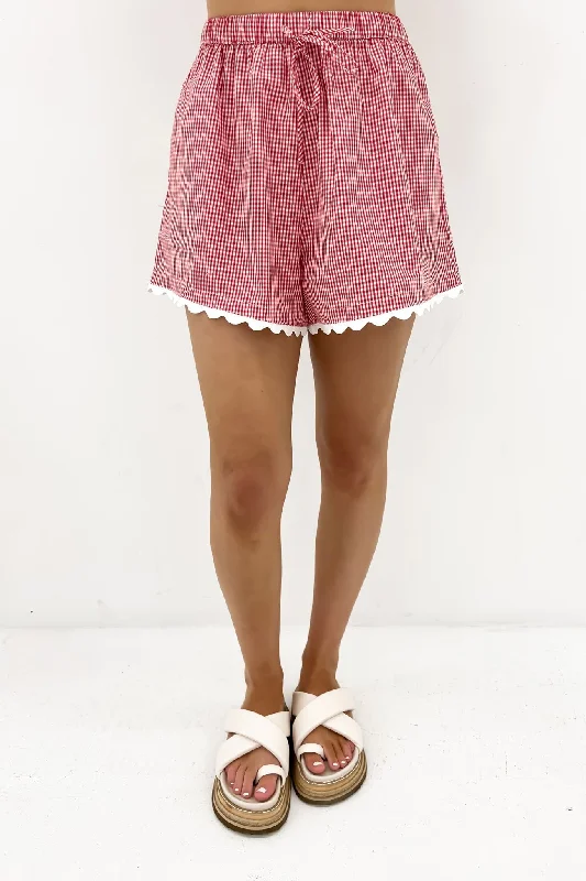 cotton pink shorts -Joy Short Red Gingham