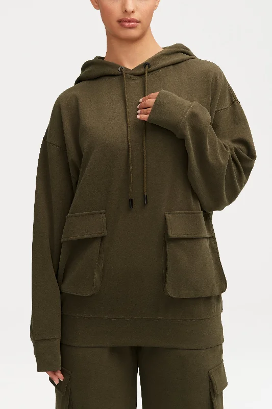 rustic hoodie-Demi Cargo Pocket Hoodie - Khaki Green