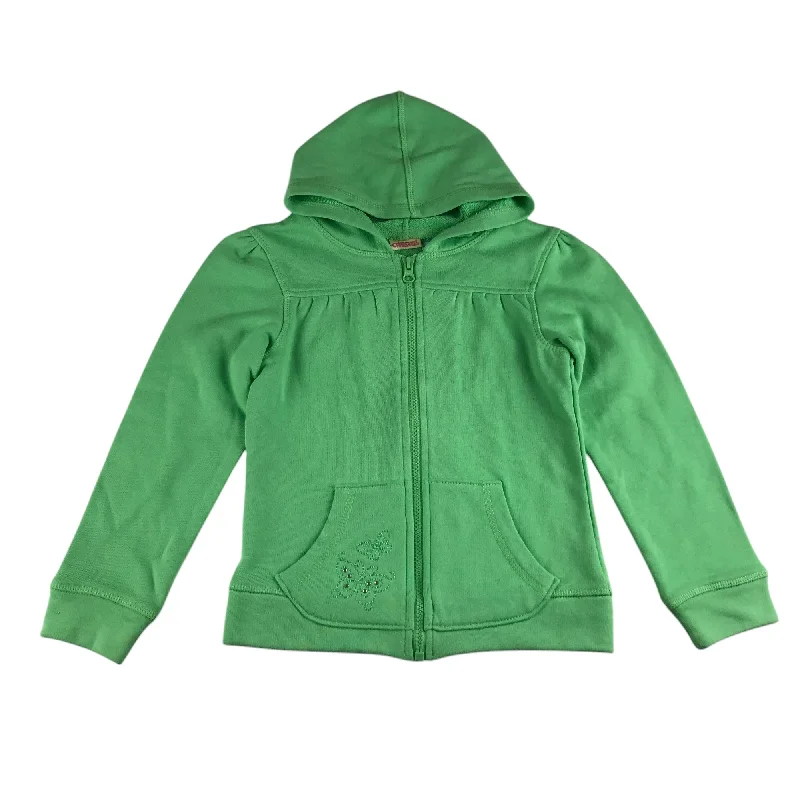 neutral color hoodie-Cherokee hoodie 7-8 years green full zipper butterfly embroidery