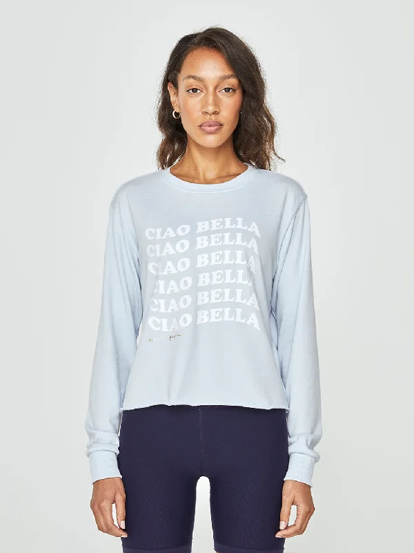 sweatshirts mocha grey -Ciao Bella Crop Sweatshirt - Aquarius