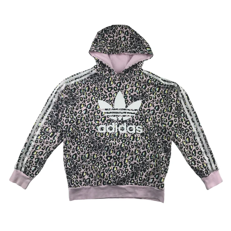 hoodie with fur trim-Adidas hoodie 12-13 years lilac leopard spot pattern