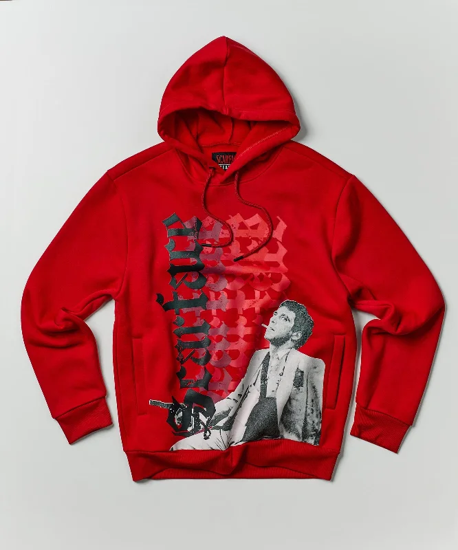 snake print hoodie-Scarface Old English Hoodie - Red