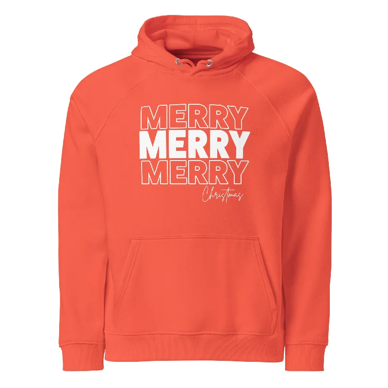 movie themed hoodie-Merry Merry Merry Christmas Graphics Women Eco Raglan Hoodie