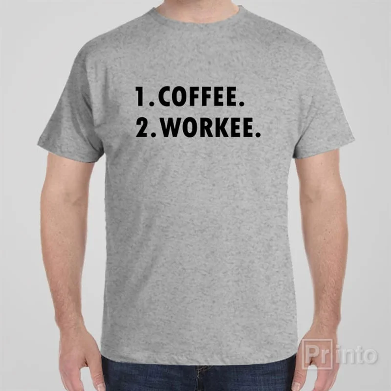 pocket red T-shirts -1. Coffee, 2. Workee - T-shirt