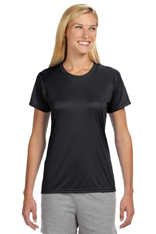 short-sleeve black T-shirts -A4 Womens Performance Moisture Wicking Short Sleeve Crewneck T-Shirt - Black