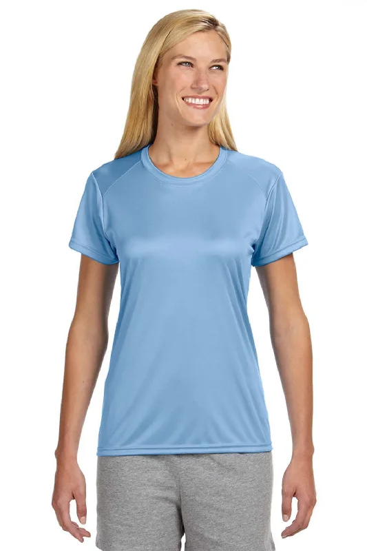 graphic white T-shirts -A4 Womens Performance Moisture Wicking Short Sleeve Crewneck T-Shirt - Light Blue