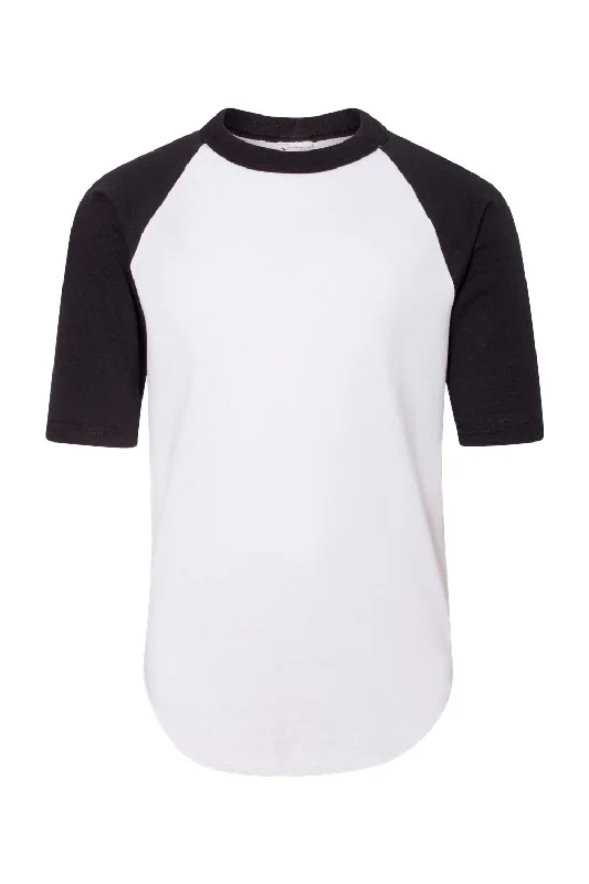 urban white T-shirts -Augusta Sportswear Youth Raglan 3/4 Sleeve Crewneck T-Shirt - White/Black