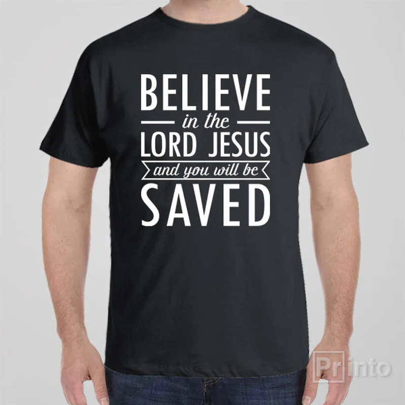 floral blue T-shirts -Believe in the Lord Jesus - T-shirt