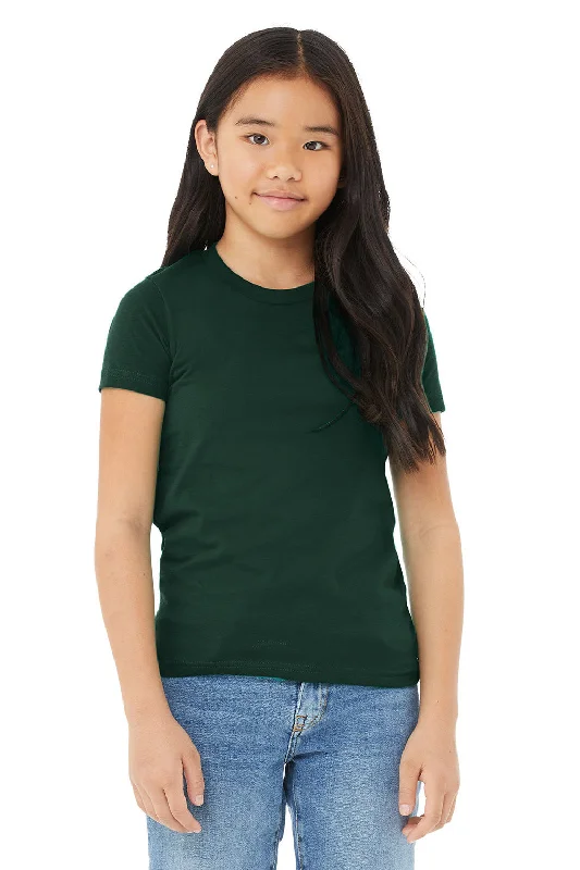 cotton yellow T-shirts -Bella + Canvas Youth Jersey Short Sleeve Crewneck T-Shirt - Forest Green