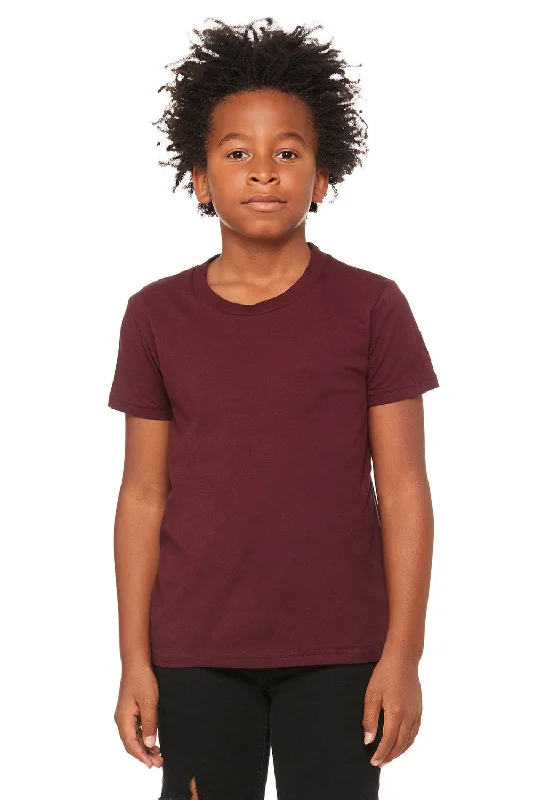 tie-dye orange T-shirts -Bella + Canvas Youth Jersey Short Sleeve Crewneck T-Shirt - Maroon