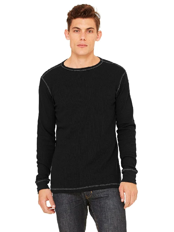 soft-touch black T-shirts -Bella+Canvas Long Sleeve Thermal T-Shirt