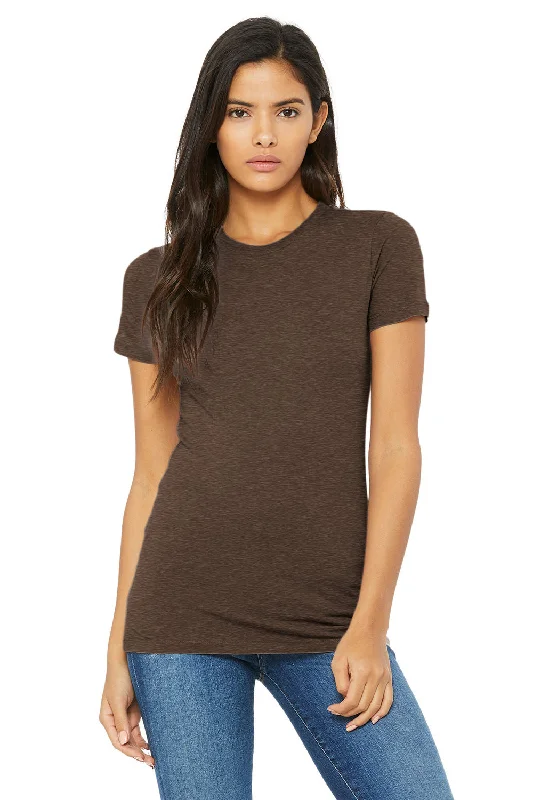 tie-dye beige T-shirts -Bella + Canvas Womens The Favorite Short Sleeve Crewneck T-Shirt - Heather Brown