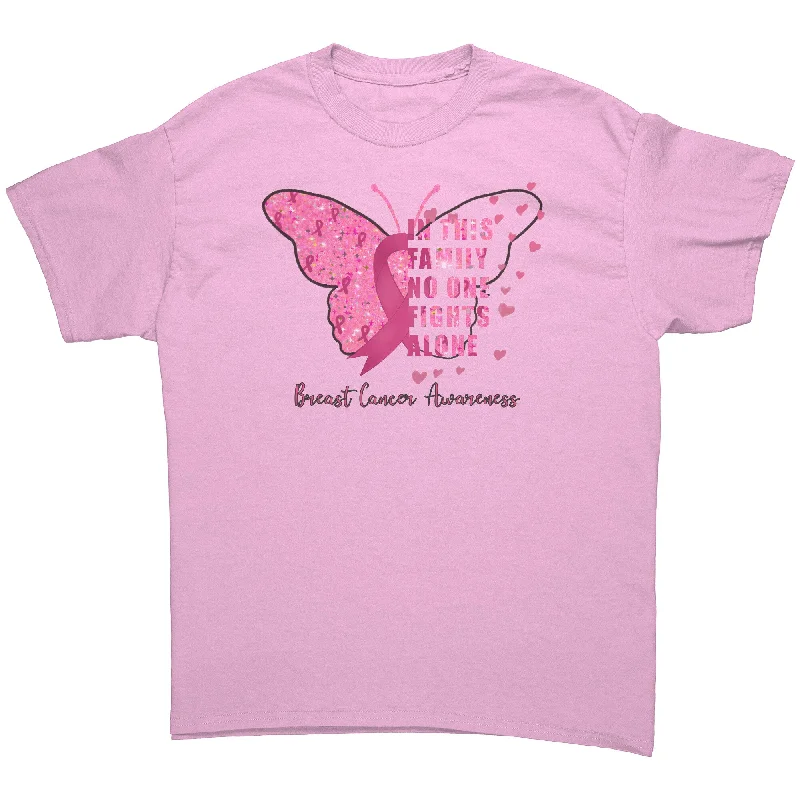 soft-touch yellow T-shirts -Breast Cancer Awareness Unisex T-Shirt No One Fights Alone