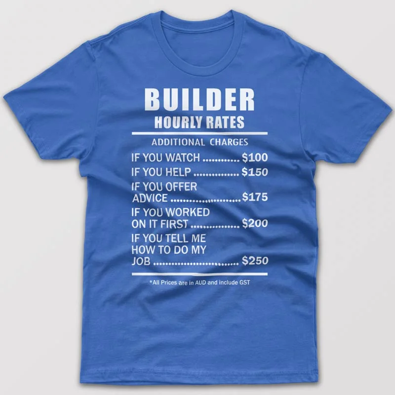 cotton black T-shirts -Builder Hourly Rates - T-shirt