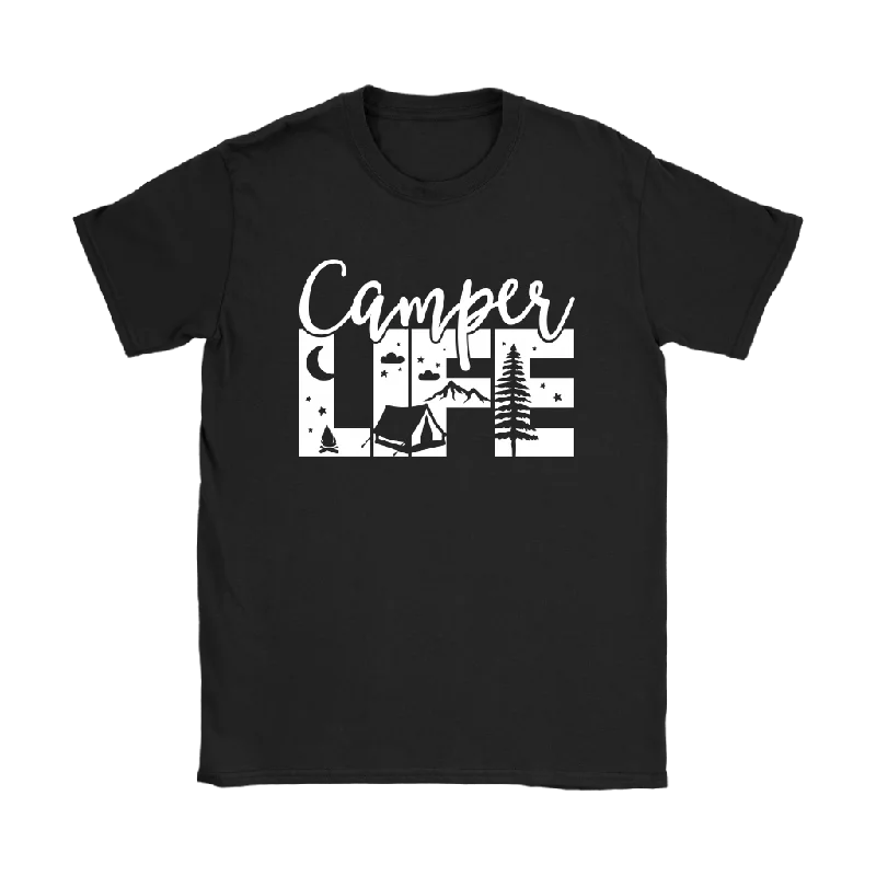 moisture-wicking black T-shirts -CAMPER LIFE Camping Women's T-Shirt