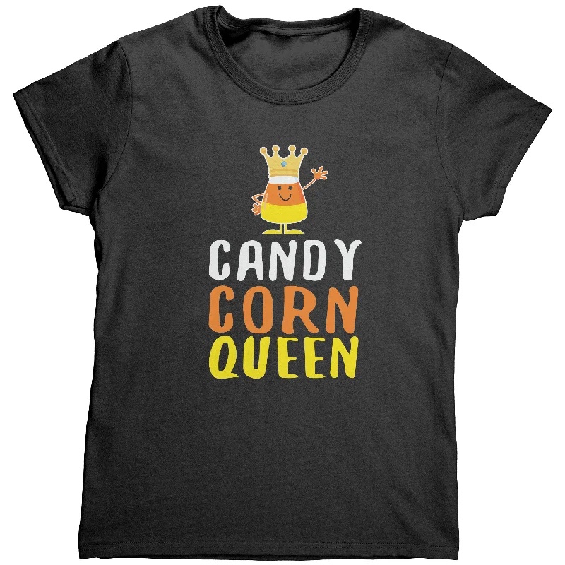 moisture-wicking orange T-shirts -CANDY CORN QUEEN Women's Halloween T-Shirt