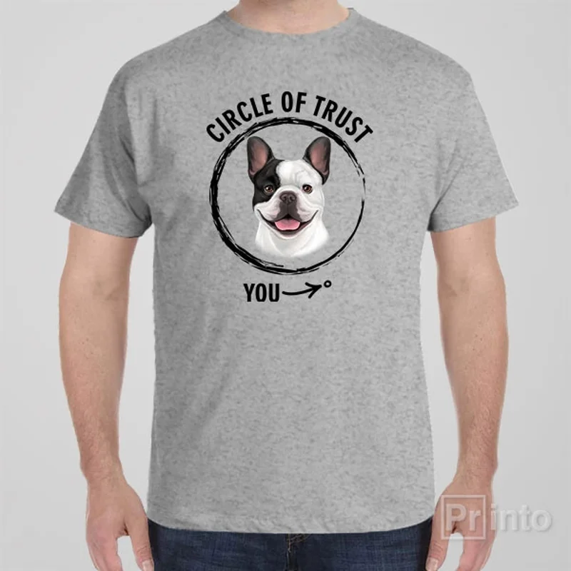 floral blue T-shirts -Circle of trust (French Bulldog) - T-shirt