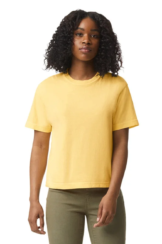 minimalist grey T-shirts -Comfort Colors Womens Short Sleeve Crewneck T-Shirt - Butter Yellow