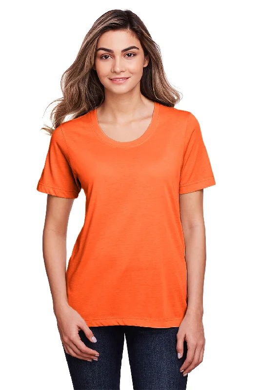 neon blue T-shirts -Core 365 Womens Fusion ChromaSoft Performance Moisture Wicking Short Sleeve Scoop Neck T-Shirt - Campus Orange