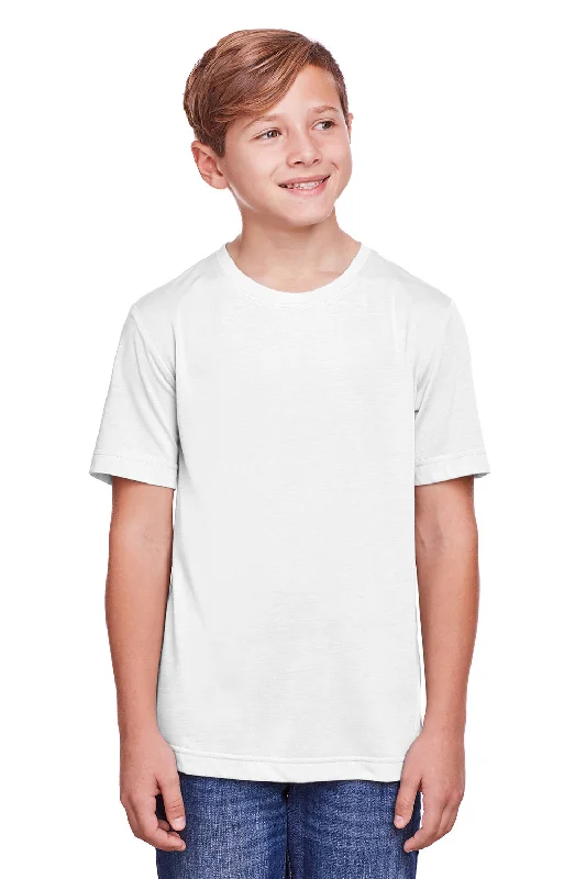 stylish brown T-shirts -Core 365 Youth Fusion ChromaSoft Performance Moisture Wicking Short Sleeve Crewneck T-Shirt - White