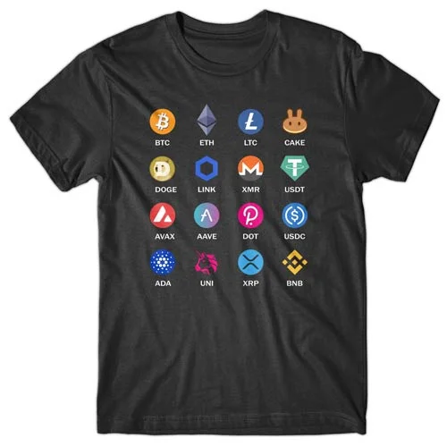 distressed black T-shirts -Crypto Logos - T-shirt