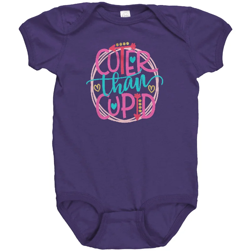 tie-dye beige T-shirts -Cuter Than Cupid Short Sleeve Baby Snap Bodysuit Onesie