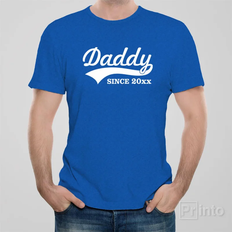 plain white T-shirts -Daddy since XXXX - personalised T-shirt