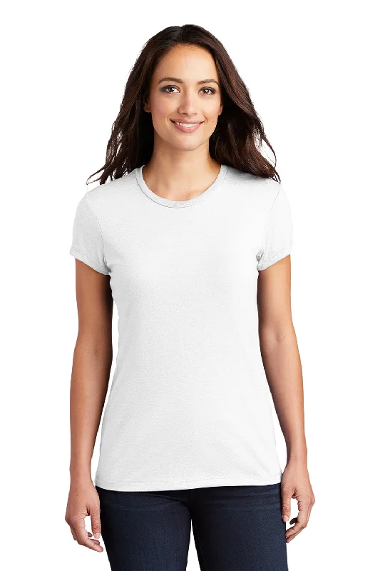 party brown T-shirts -District Womens Fitted Perfect Tri Short Sleeve Crewneck T-Shirt - White