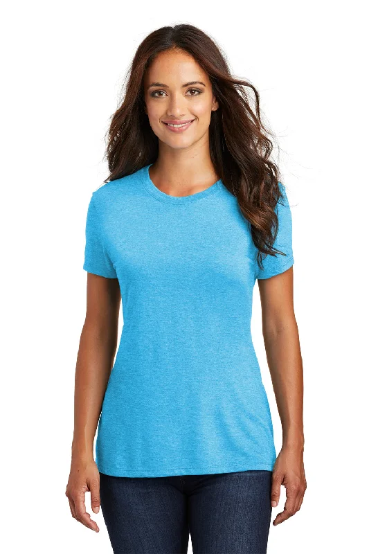 polyester green T-shirts -District Womens Perfect Tri Short Sleeve Crewneck T-Shirt - Turquoise Blue Frost