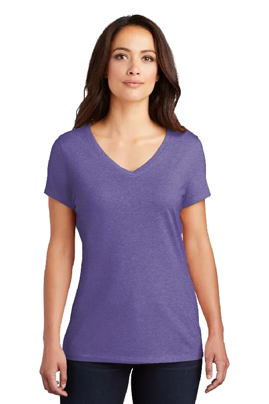 durable indigo T-shirts -District Womens Perfect Tri Short Sleeve V-Neck T-Shirt - Purple Frost