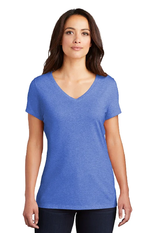 casual grey T-shirts -District Womens Perfect Tri Short Sleeve V-Neck T-Shirt - Royal Blue Frost