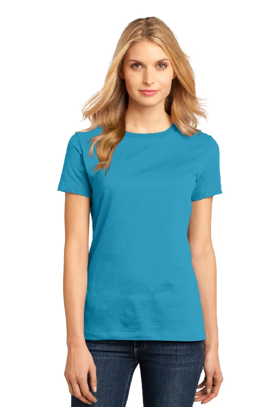 durable teal T-shirts -District Womens Perfect Weight Short Sleeve Crewneck T-Shirt - Bright Turquoise Blue