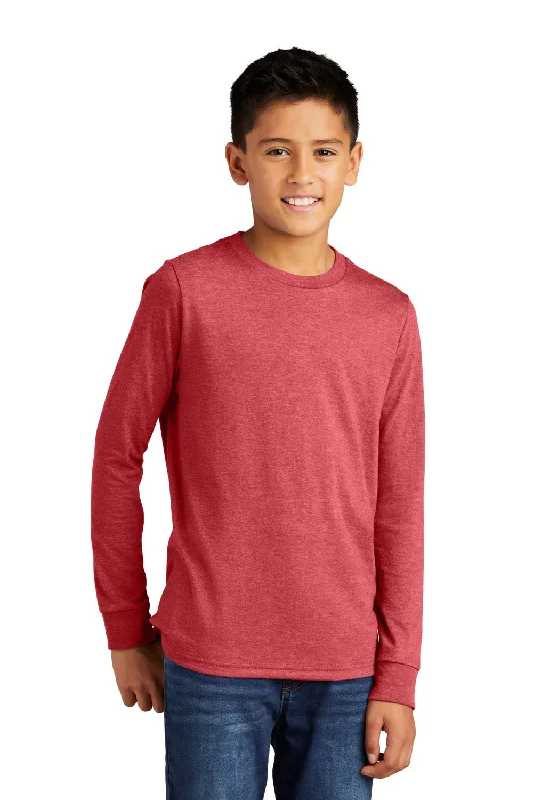 minimalist beige T-shirts -District Youth Perfect Tri Long Sleeve Crewneck T-Shirt - Red Frost