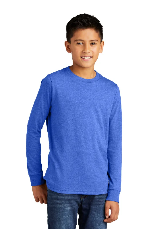 classic grey T-shirts -District Youth Perfect Tri Long Sleeve Crewneck T-Shirt - Royal Blue Frost