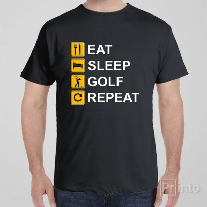 V-neck indigo T-shirts -Eat Sleep Golf Repeat - T-shirt