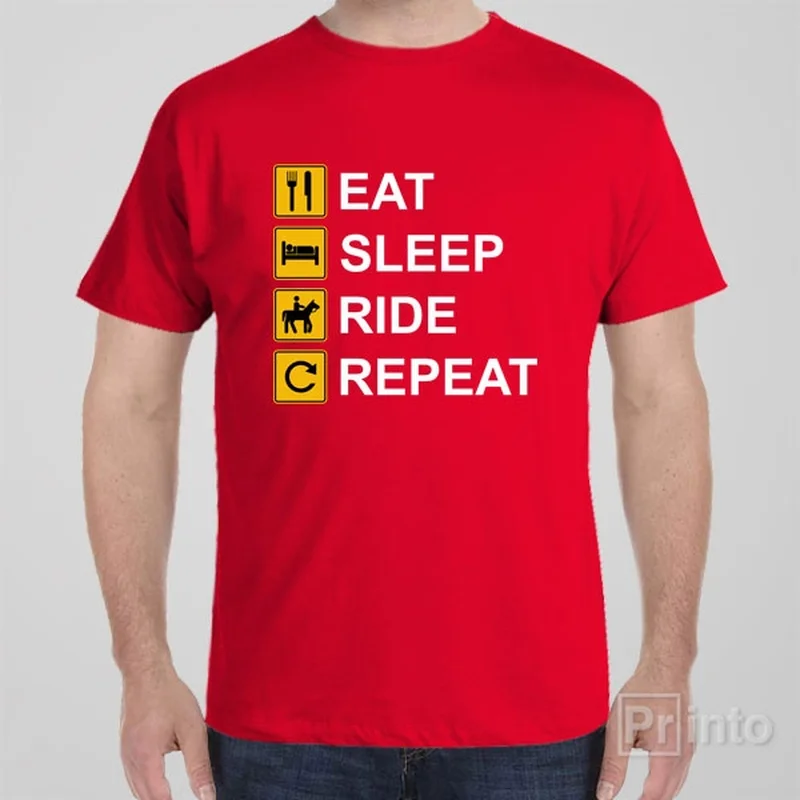 custom maroon T-shirts -Eat Sleep Ride Horses Repeat - T-shirt