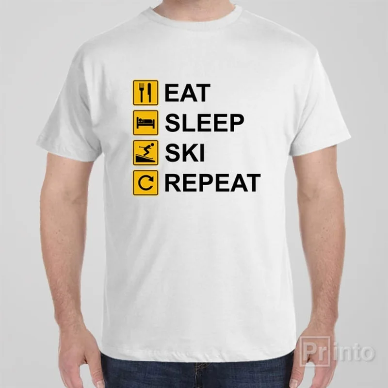 team grey T-shirts -Eat Sleep Ski Repeat - T-shirt