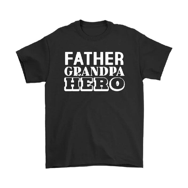 crew-neck grey T-shirts -FATHER GRANDPA HERO Men's Short Sleeve T-Shirt