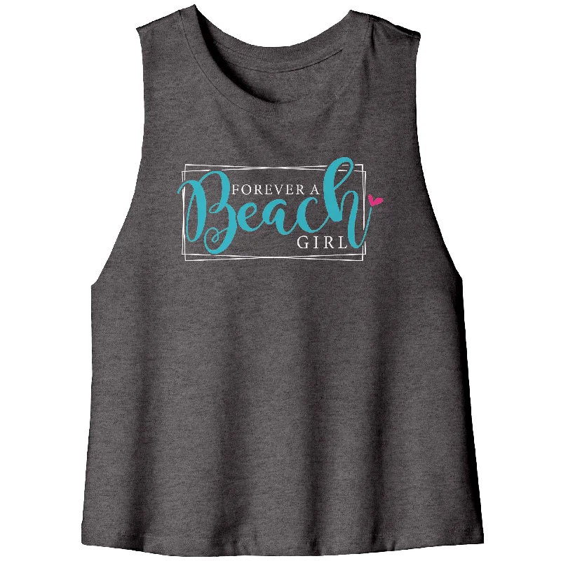 soft-touch orange T-shirts -Forever a Beach Girl Women's Racerback Crop Tank Top