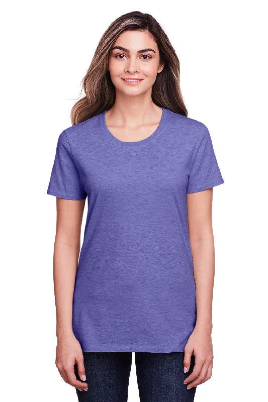 soft maroon T-shirts -Fruit Of The Loom Womens Iconic Short Sleeve Crewneck T-Shirt - Heather Retro Purple