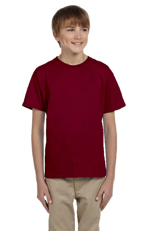 casual teal T-shirts -Fruit Of The Loom Youth HD Jersey Short Sleeve Crewneck T-Shirt - Maroon