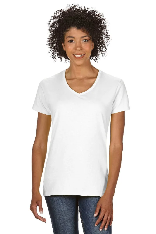 soft grey T-shirts -Gildan Womens Short Sleeve V-Neck T-Shirt - White