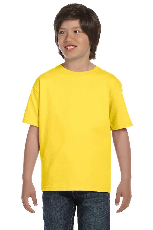 slim-fit beige T-shirts -Gildan Youth DryBlend Moisture Wicking Short Sleeve Crewneck T-Shirt - Daisy Yellow