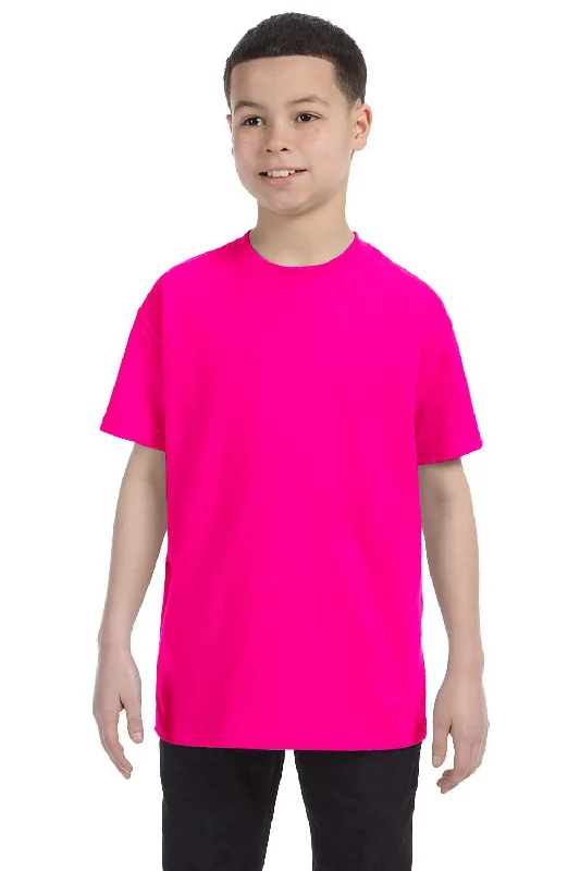 short-sleeve blue T-shirts -Gildan Youth Short Sleeve Crewneck T-Shirt - Heliconia Pink