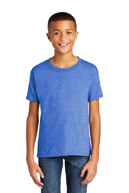 blue black T-shirts -Gildan Youth Softstyle Short Sleeve Crewneck T-Shirt - Heather Royal Blue