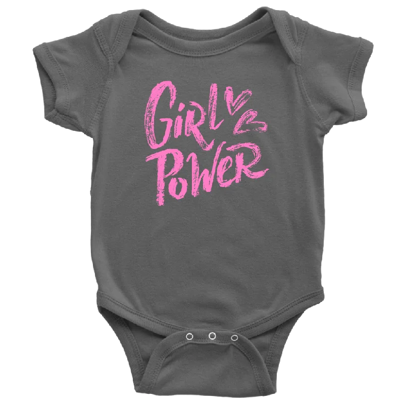 pastel green T-shirts -GIRL POWER Snap One Piece BABY BODYSUIT