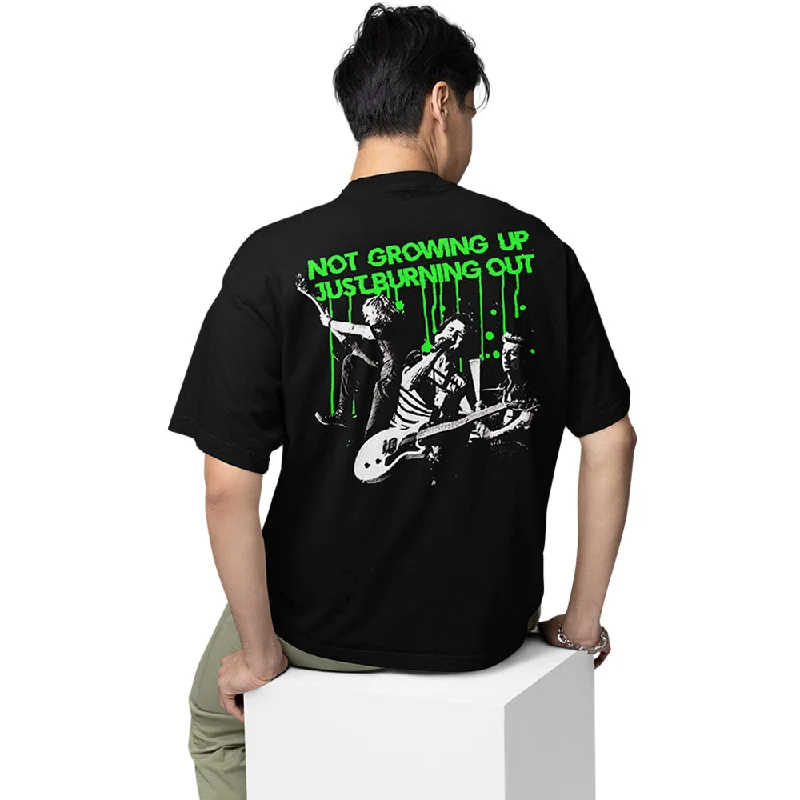 slim-fit black T-shirts -Green Day Oversized T shirt - Burnout