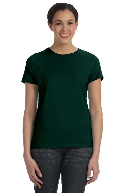 striped navy T-shirts -Hanes Womens Nano-T Short Sleeve Crewneck T-Shirt - Deep Forest Green